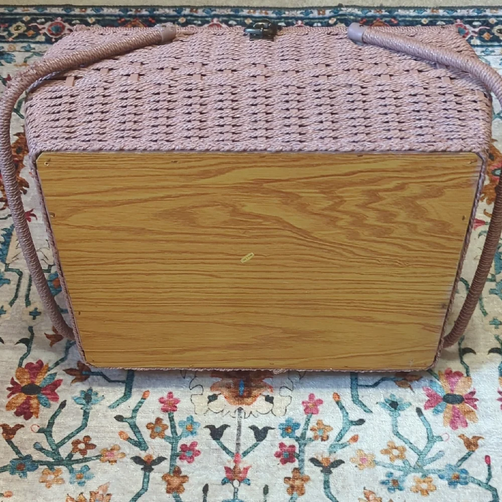 Floral Patterned Wicker Storage Bin